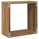 vidaXL 4 db kézműves tölgyszínű szerelt fa fali kockapolc 30x15x30 cm