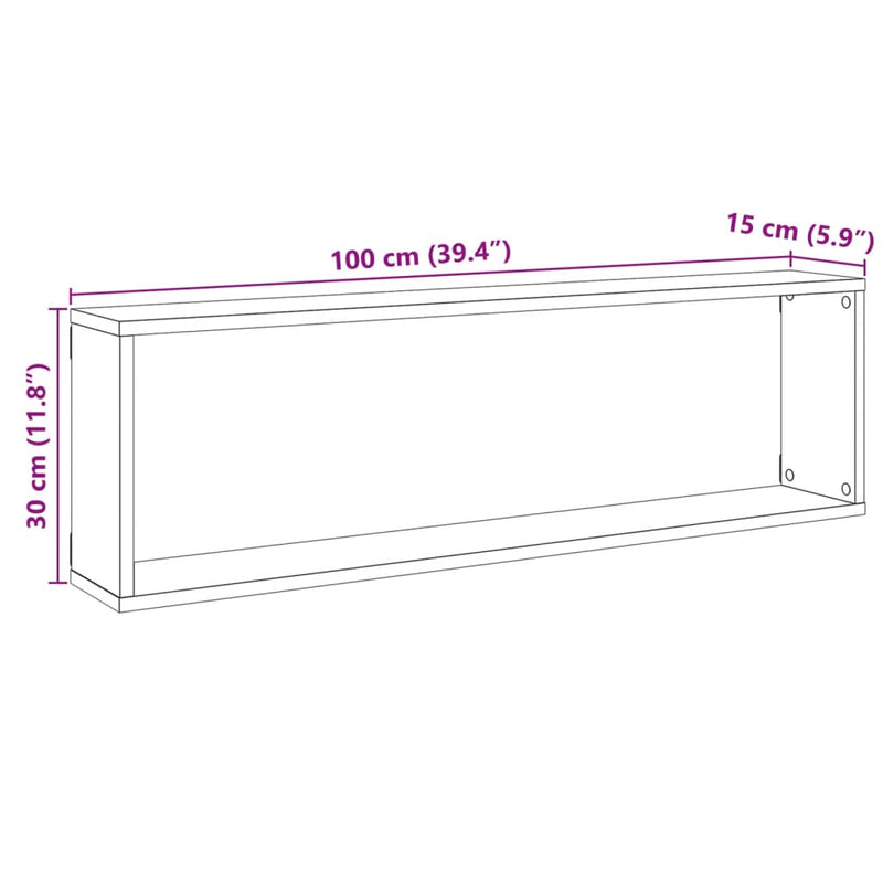 vidaXL 4 db kézműves tölgyszínű szerelt fa fali kockapolc 100x15x30 cm