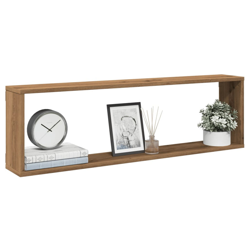 vidaXL 4 db kézműves tölgyszínű szerelt fa fali kockapolc 100x15x30 cm