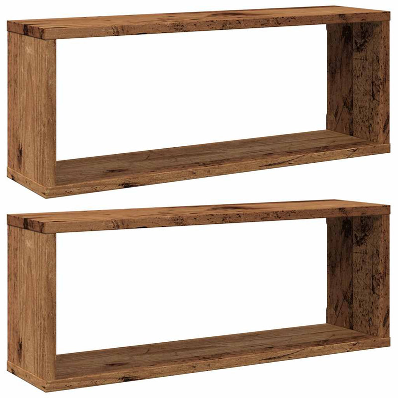 vidaXL 2 db antik fa színű szerelt fa fali kockapolc 60 x 15 x 23 cm