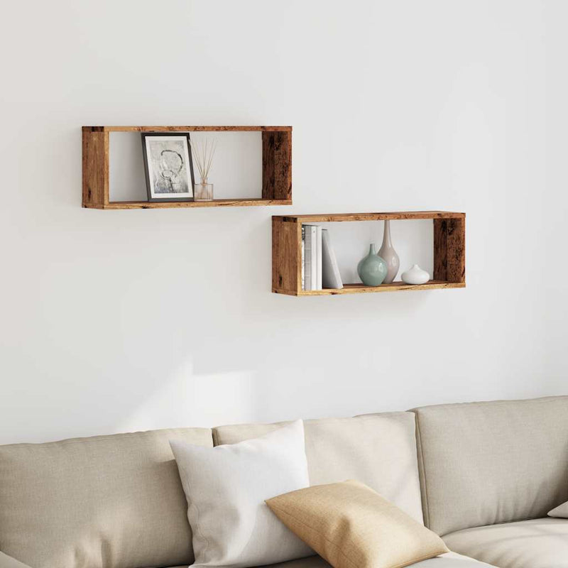 vidaXL 2 db antik fa színű szerelt fa fali kockapolc 60 x 15 x 23 cm