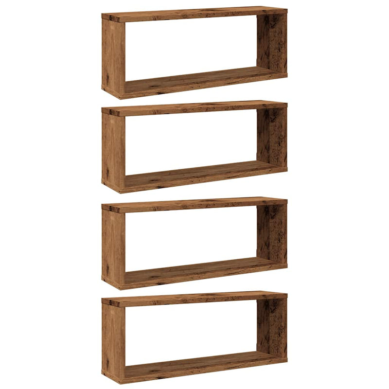 vidaXL 4 db antik fa színű szerelt fa fali kockapolc 60 x 15 x 23 cm