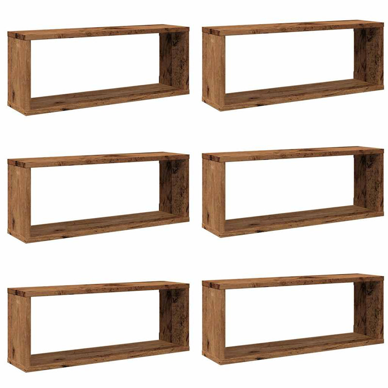 vidaXL 6 db antik fa színű szerelt fa fali kockapolc 60 x 15 x 23 cm