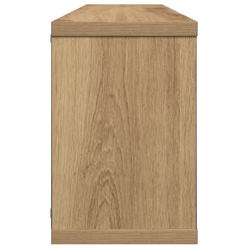 vidaXL 2 db kézműves tölgyszínű szerelt fa fali kockapolc 60x15x23 cm