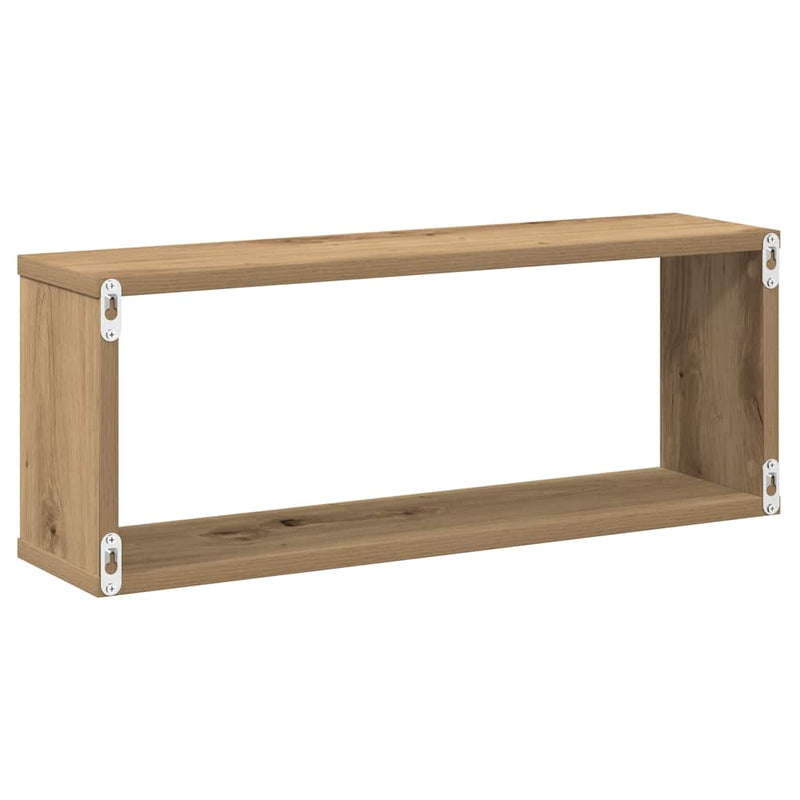 vidaXL 2 db kézműves tölgyszínű szerelt fa fali kockapolc 60x15x23 cm