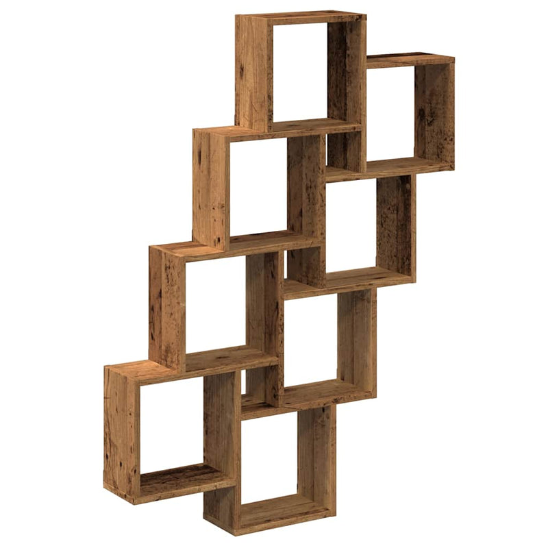 vidaXL antik fa színű szerelt fa fali kocka polcok 90x15x119,5 cm