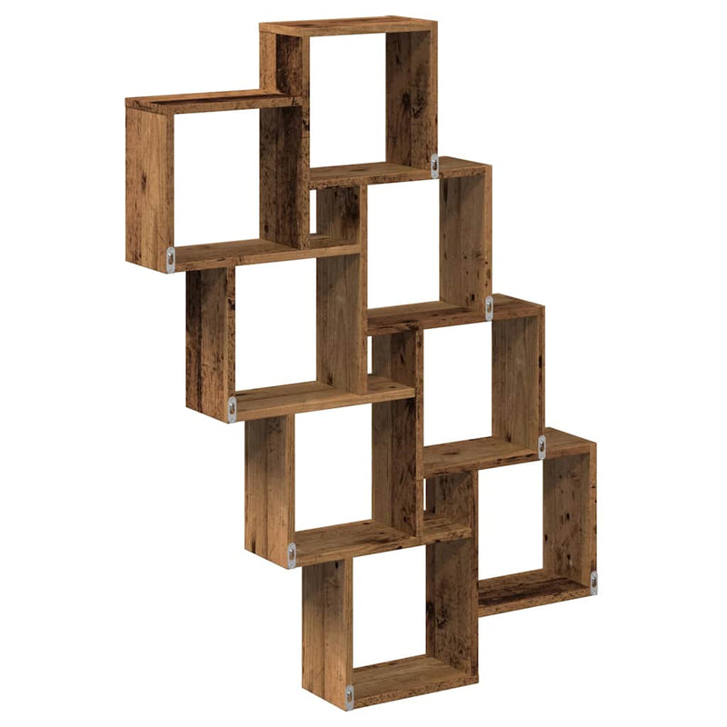 vidaXL antik fa színű szerelt fa fali kocka polcok 90x15x119,5 cm