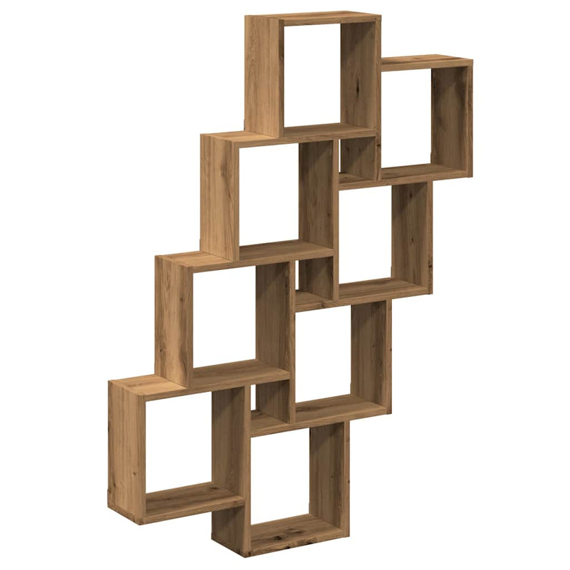 vidaXL kézműves tölgy színű szerelt fa fali kocka polcok 90x15x119,5cm