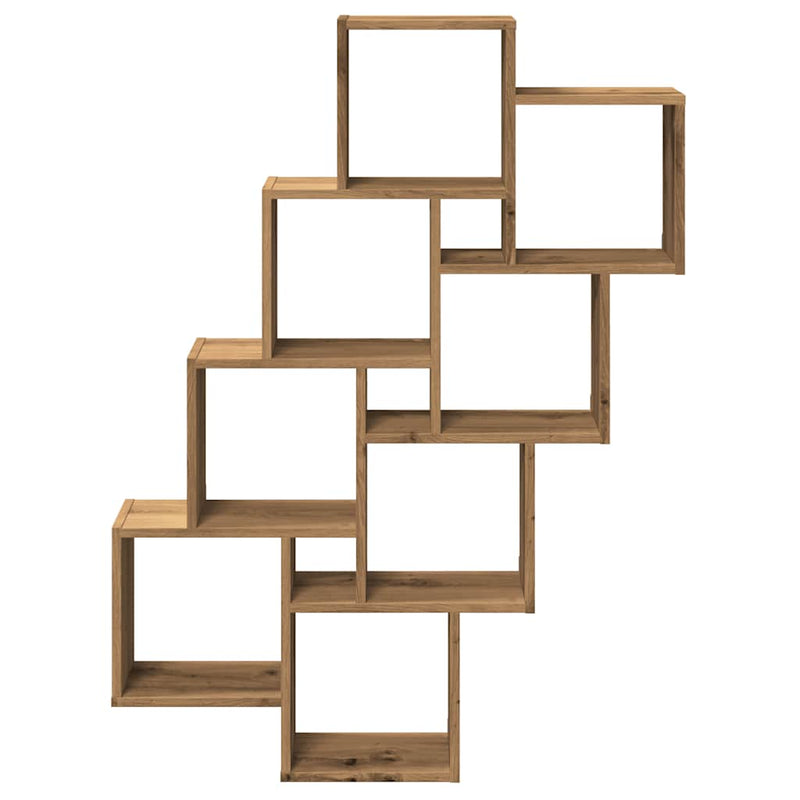vidaXL kézműves tölgy színű szerelt fa fali kocka polcok 90x15x119,5cm