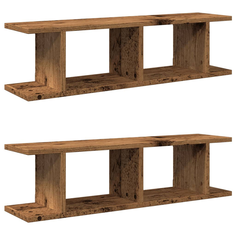 vidaXL 2 db antik fa színű szerelt fa fali polc 90 x 18 x 20 cm
