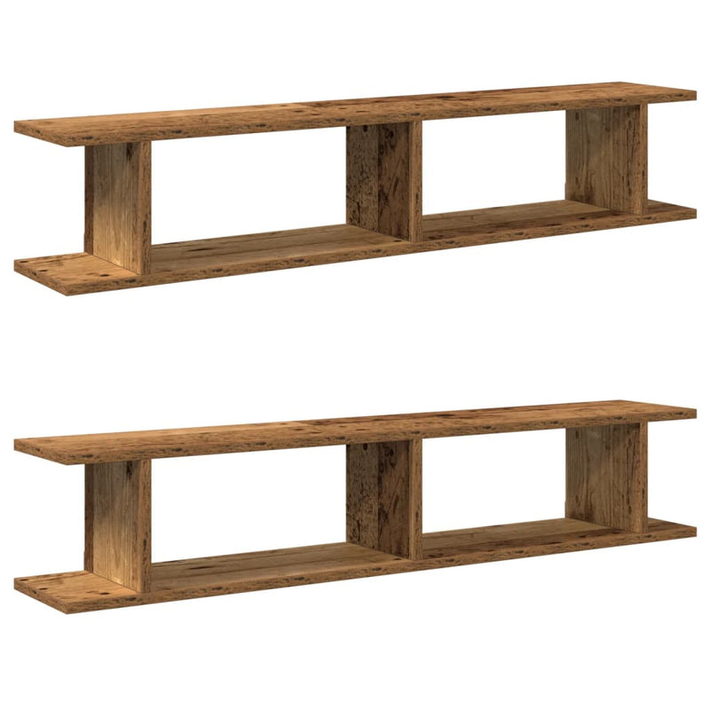 vidaXL 2 db antik fa színű szerelt fa fali polc 105 x 18 x 20 cm