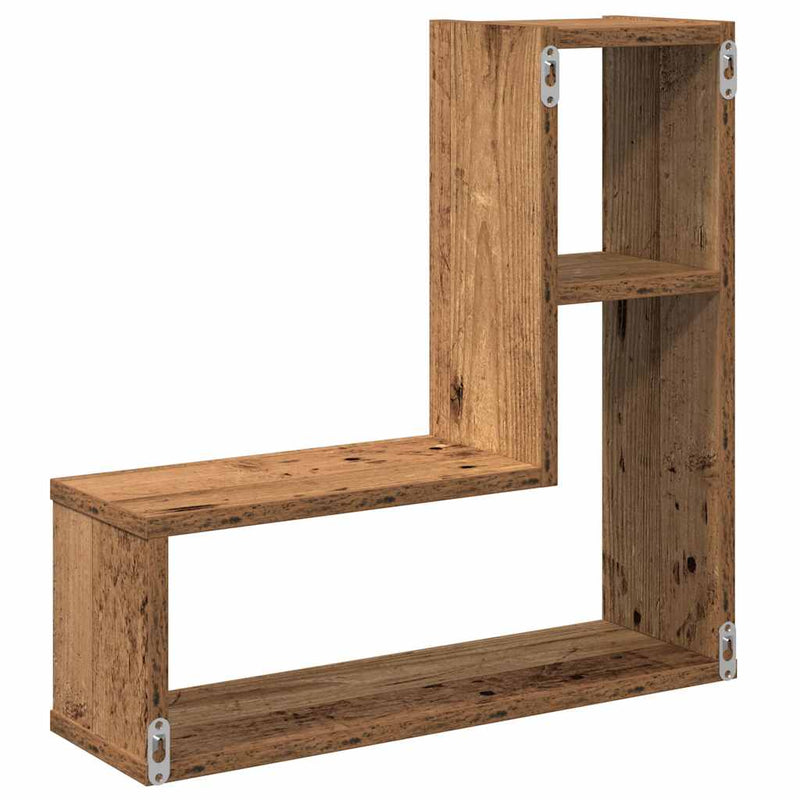 vidaXL 2 db antik fa színű szerelt fa fali kockapolc 50x15x50 cm