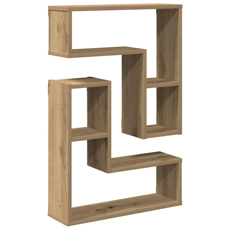 vidaXL 2 db kézműves tölgyszínű szerelt fa fali kockapolc 50x15x50 cm