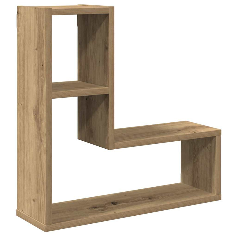 vidaXL 2 db kézműves tölgyszínű szerelt fa fali kockapolc 50x15x50 cm