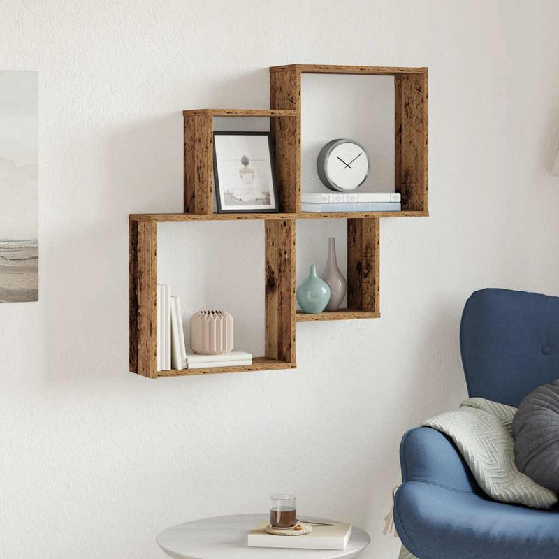 vidaXL fali polc Régi fa 80x15x78,5 cm Gépelt fa