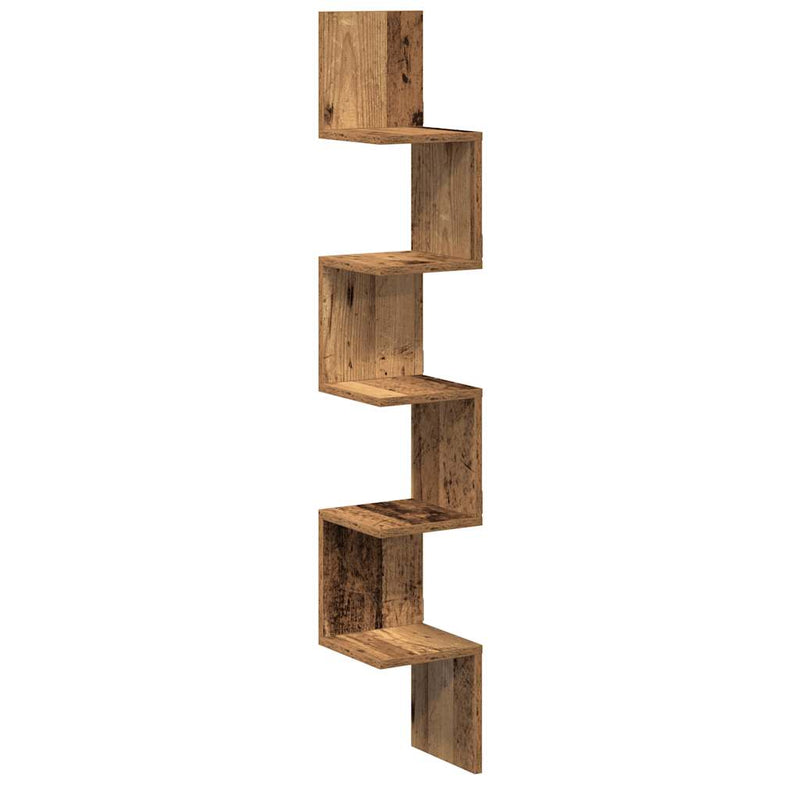 vidaXL antik fa színű szerelt fa fali sarokpolc 20 x 20 x 127,5 cm