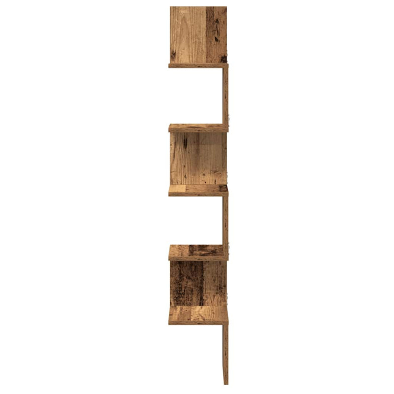 vidaXL antik fa színű szerelt fa fali sarokpolc 20 x 20 x 127,5 cm