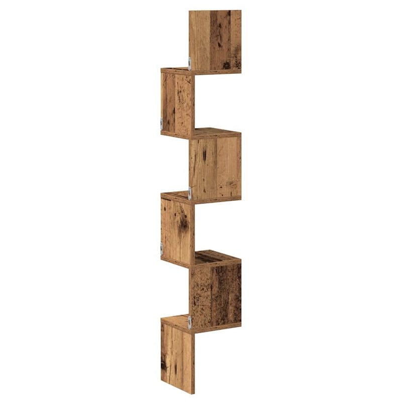 vidaXL antik fa színű szerelt fa fali sarokpolc 20 x 20 x 127,5 cm