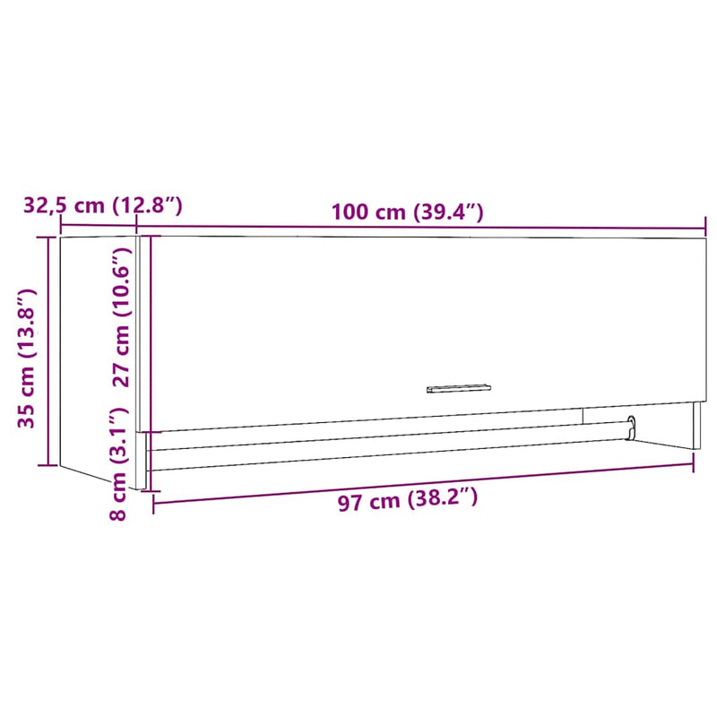 vidaXL gardróbszekrény Artisan tölgy 100x32,5x35 cm Gépelt fa