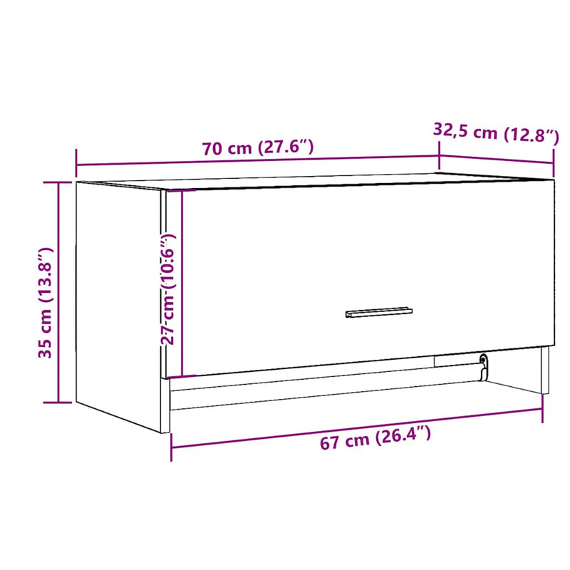 vidaXL kézműves tölgy színű szerelt fa ruhásszekrény 70x32,5x35 cm