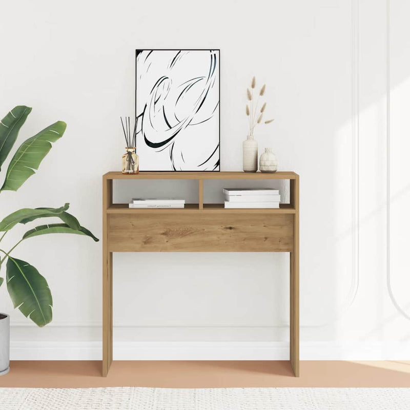 vidaXL kézműves tölgy színű szerelt fa dohányzóasztal 78 x 30 x 80 cm