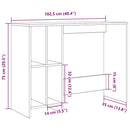 vidaXL kézműves tölgy színű szerelt fa íróasztal 102,5 x 35 x 75 cm