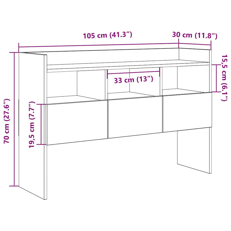 vidaXL komód Régi fa 105x30x70 cm Gépelt fa