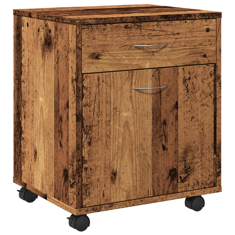 vidaXL antik fa színű szerelt fa kerekes szekrény 45 x 38 x 54 cm