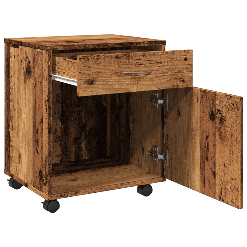 vidaXL antik fa színű szerelt fa kerekes szekrény 45 x 38 x 54 cm