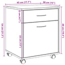 vidaXL antik fa színű szerelt fa kerekes szekrény 45 x 38 x 54 cm