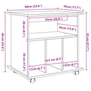 vidaXL kézműves tölgy színű szerelt fa kerekes szekrény 60 x 45 x 60cm