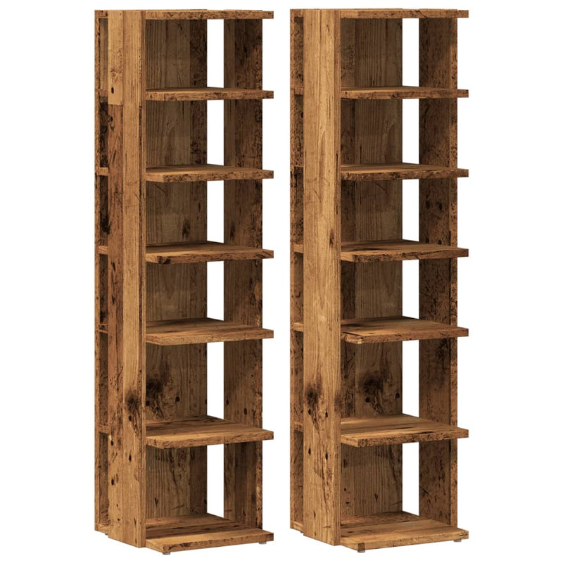 vidaXL 2 db antik fa színű szerelt fa cipőszekrény 28 x 27 x 102 cm