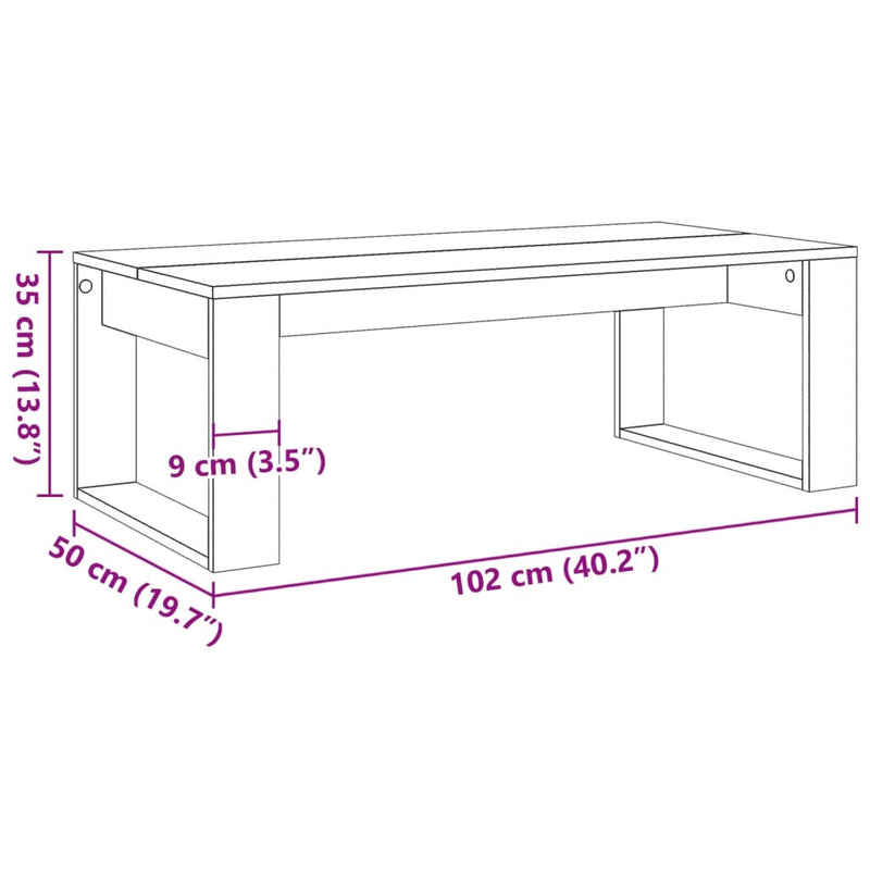 vidaXL antik fa színű szerelt fa dohányzóasztal 102 x 50 x 35 cm