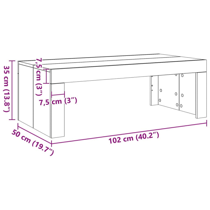 vidaXL antik fa színű szerelt fa dohányzóasztal 102 x 50 x 35 cm