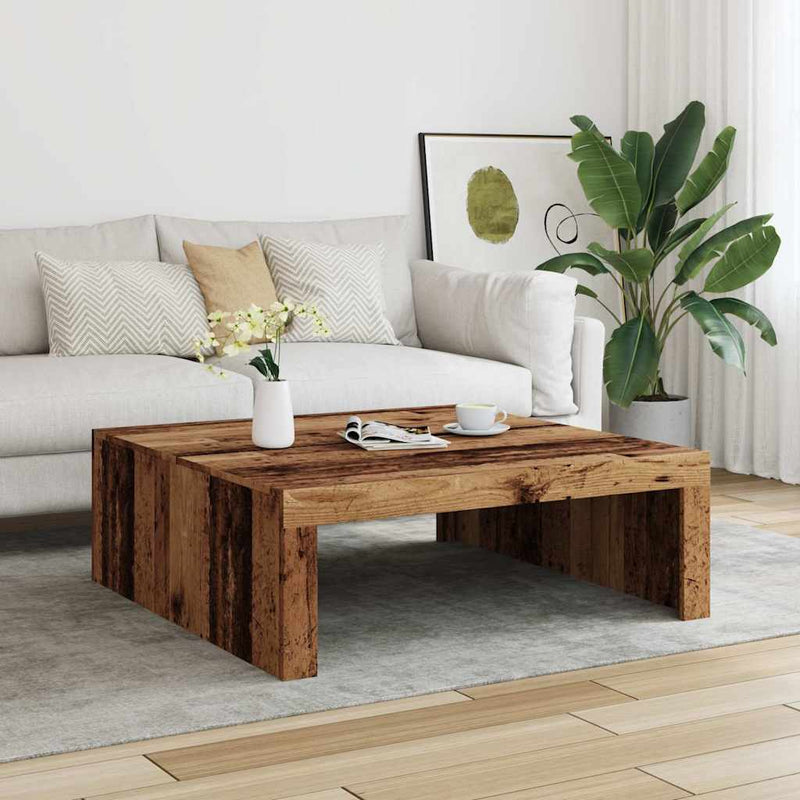 vidaXL antik fa színű szerelt fa dohányzóasztal 100 x 100 x 35 cm