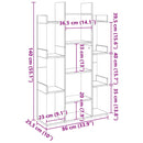 vidaXL Könyves szekrény Régi fa 86x25,5x140 cm Gépelt fa
