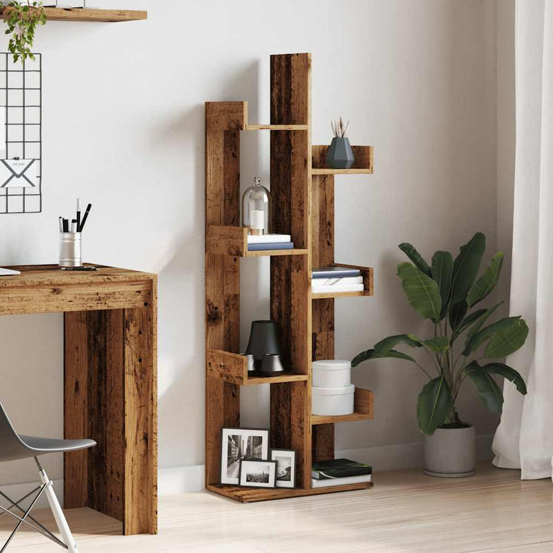 vidaXL antik fa színű szerelt fa könyvszekrény 48 x 25,5 x 140 cm