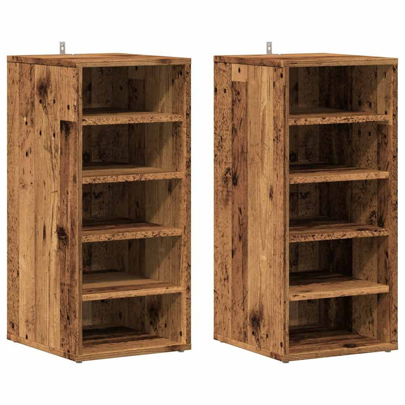 vidaXL 2 db antik fa színű szerelt fa cipősszekrény 32 x 35 x 70 cm
