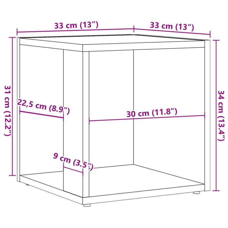 vidaXL antik fa színű szerelt fa kisasztal 33 x 33 x 34 cm