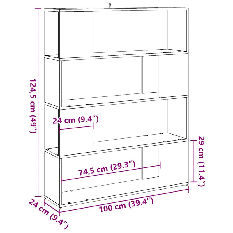 vidaXL antik fa színű térelválasztó könyvszekrény 100x24x124,5 cm