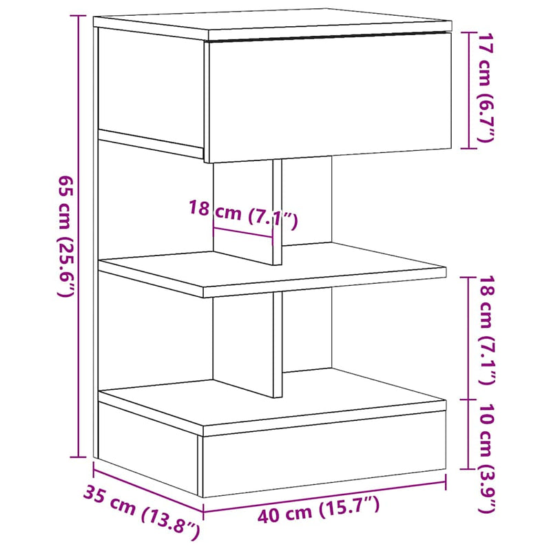 vidaXL éjjeliszekrények 2 db Régi fa 40x35x65 cm Gépesített fa