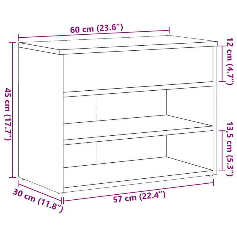 vidaXL antik fa színű szerelt fa cipőtároló pad 60 x 30 x 45 cm