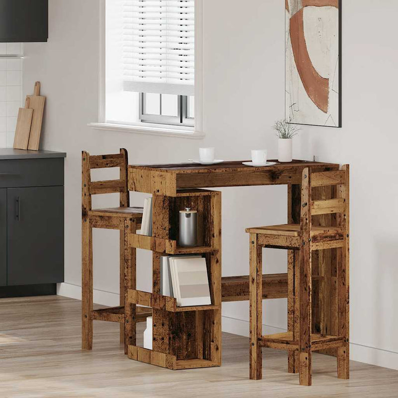 vidaXL antik fa szerelt fa bárasztal tárolópolccal 100 x 48 x 101,5 cm