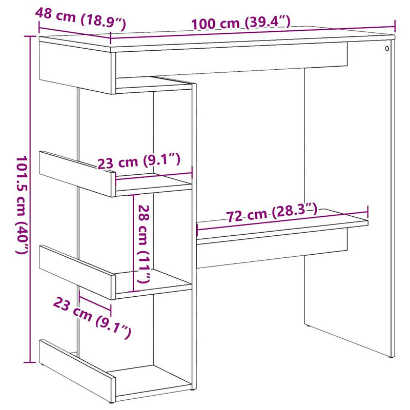 vidaXL antik fa szerelt fa bárasztal tárolópolccal 100 x 48 x 101,5 cm