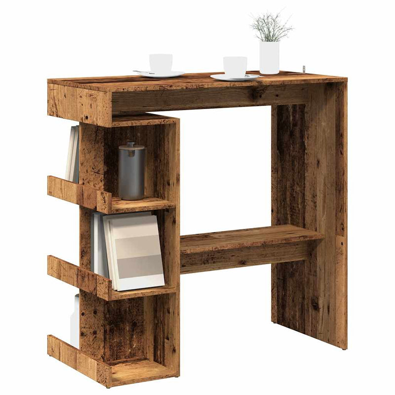 vidaXL antik fa szerelt fa bárasztal tárolópolccal 100 x 48 x 101,5 cm