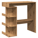 vidaXL kézműves tölgy szerelt fa bárasztal tárolópolccal