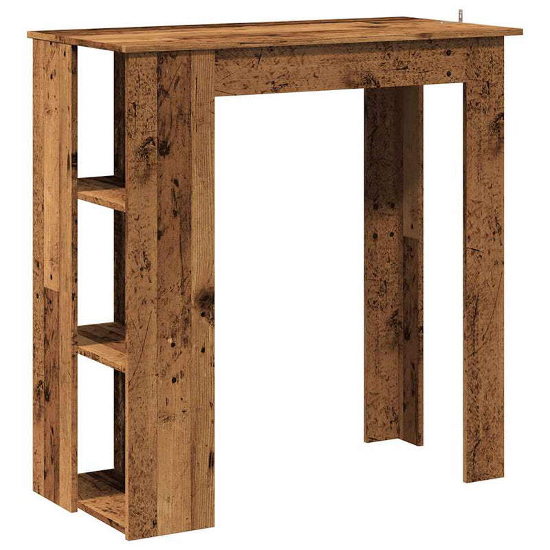 vidaXL antik fa színű szerelt fa bárasztal polccal 102x50x103,5 cm