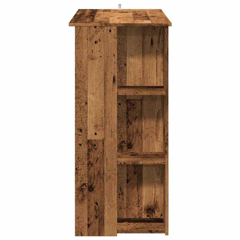 vidaXL antik fa színű szerelt fa bárasztal polccal 102x50x103,5 cm