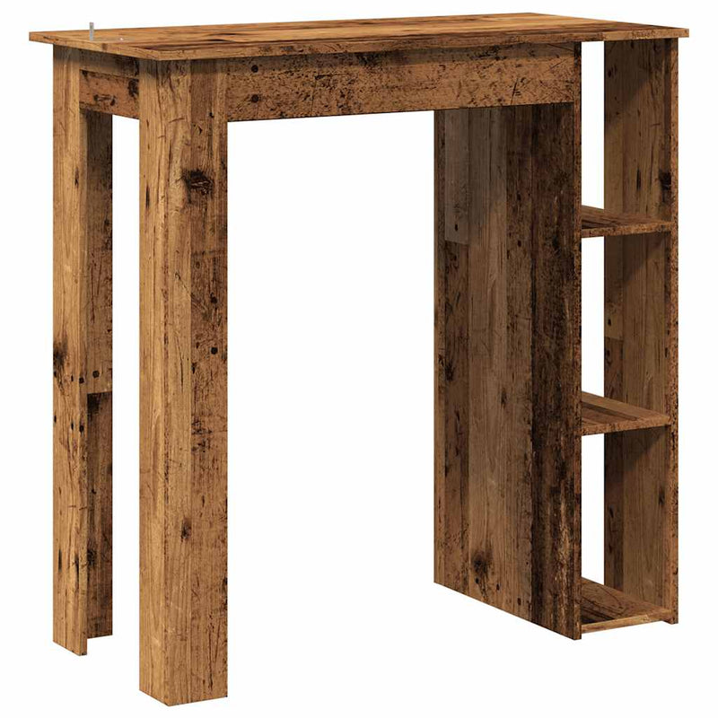 vidaXL antik fa színű szerelt fa bárasztal polccal 102x50x103,5 cm