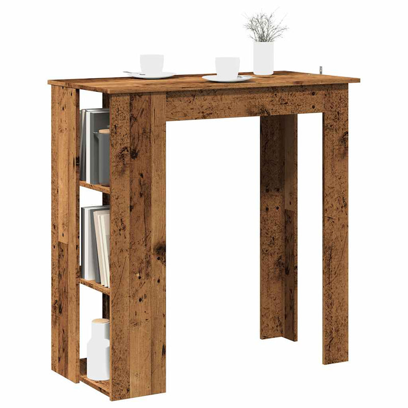 vidaXL antik fa színű szerelt fa bárasztal polccal 102x50x103,5 cm
